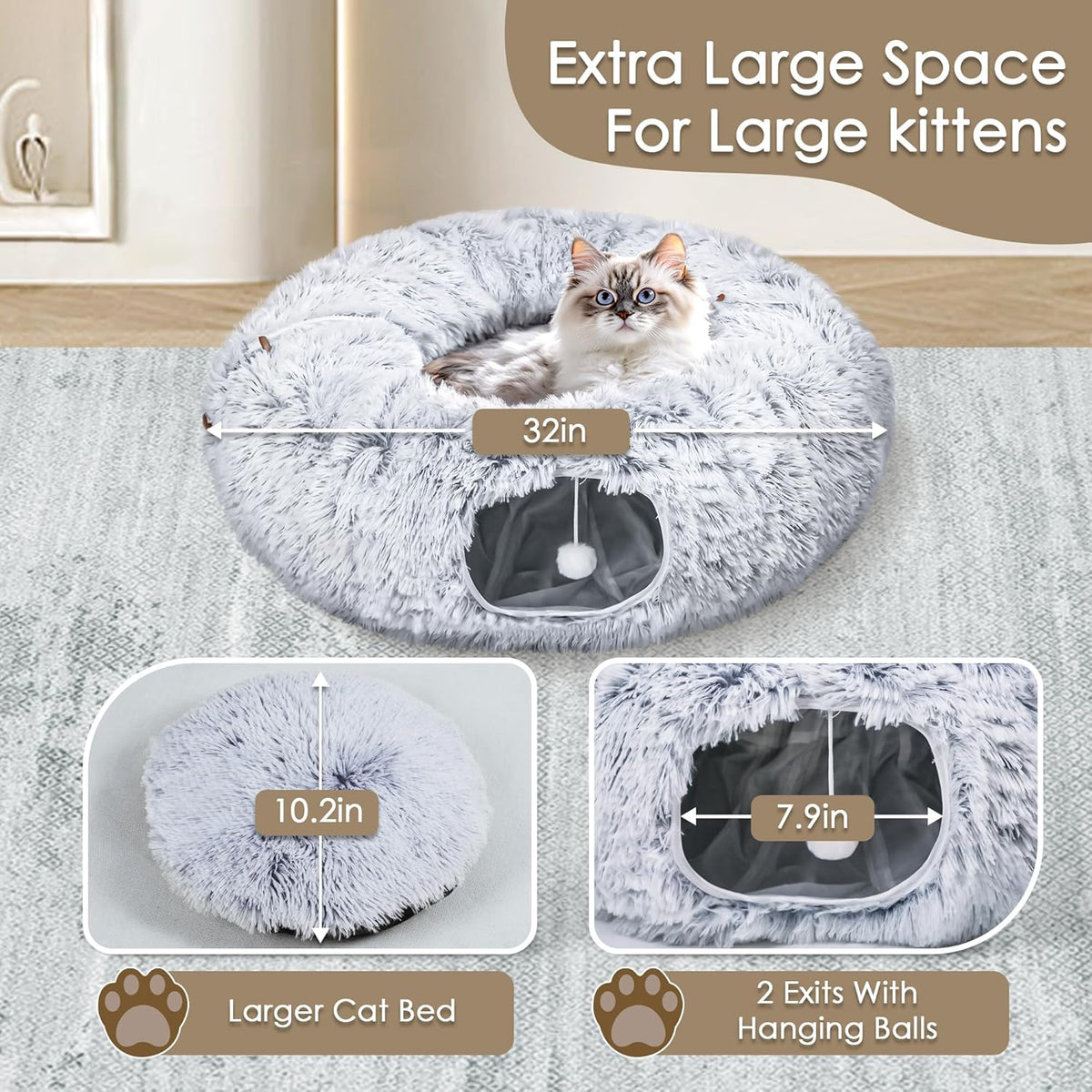 Avico Cat Tunnel Bed For Indoor Cats Collapsible Bed